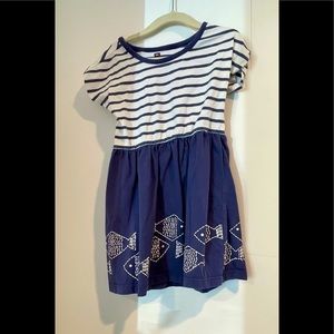 Adorable striped blue/white Tea Collection dress. Excellent condition. Size 4.